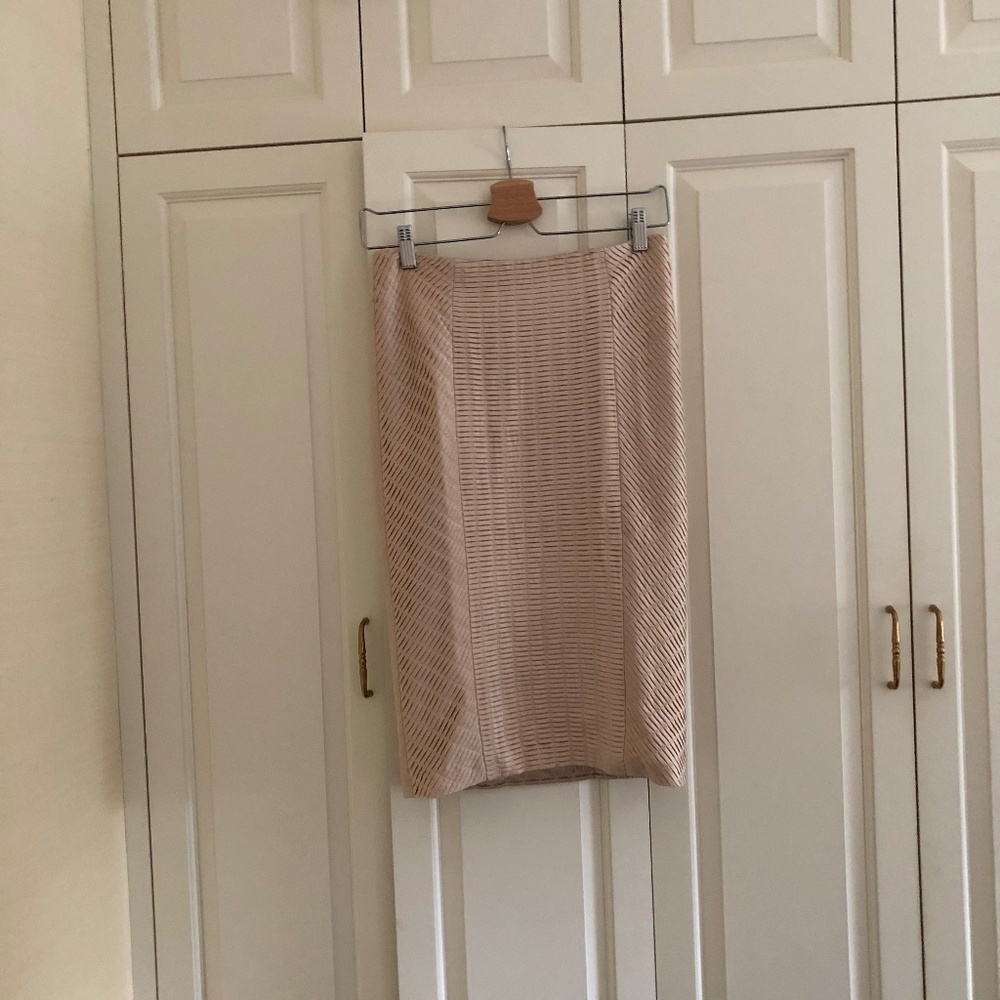 Carlos Miele Champagne Satin Pencil Skirt